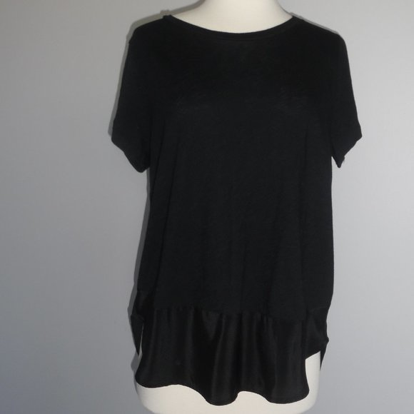 J. Crew Vintage Cotton Silk-Back Black‎ T-shirt Tee - Picture 1 of 7